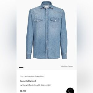 Brunello Cucinelli Denim Western Shirt